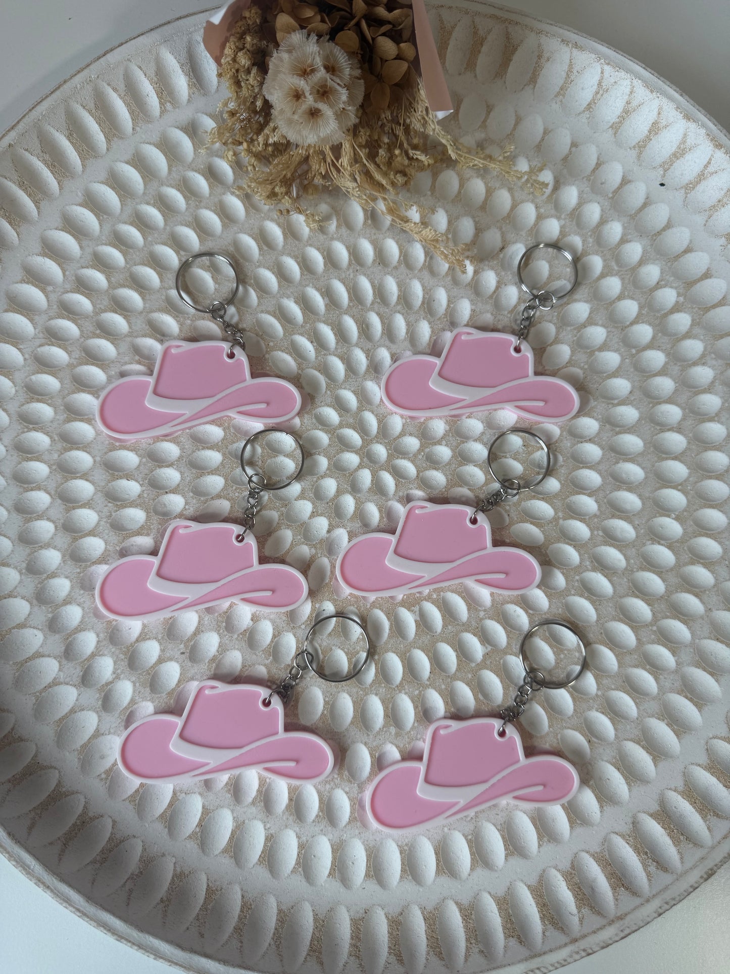 Cowgirl hat keyring