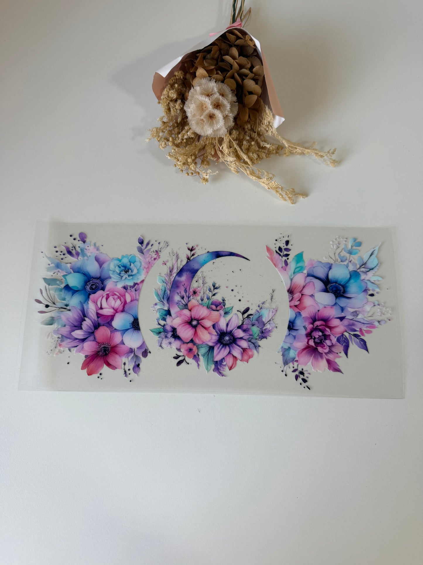 Floral moon uv dtf wrap