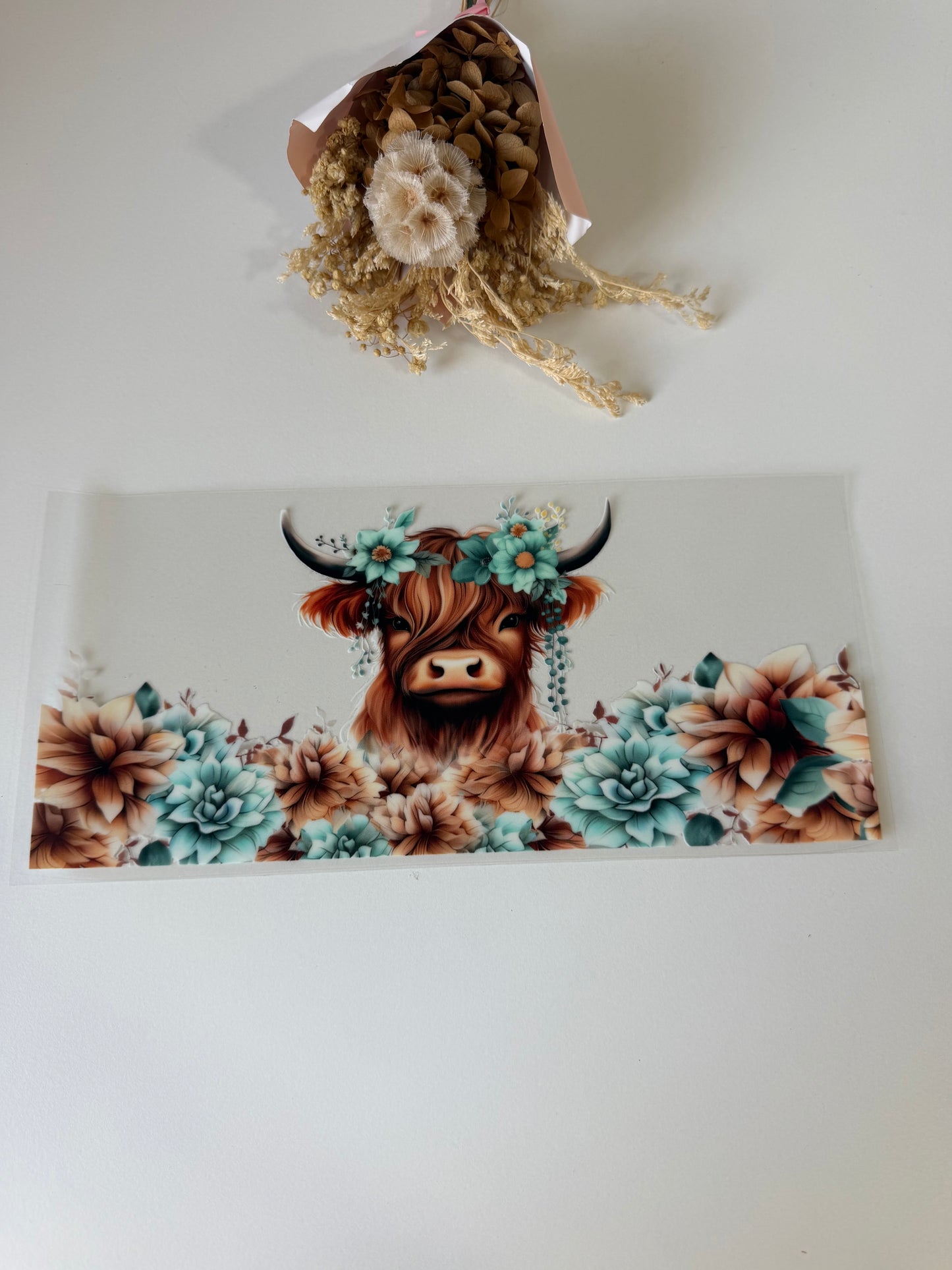 Highland cow uv dtf wrap