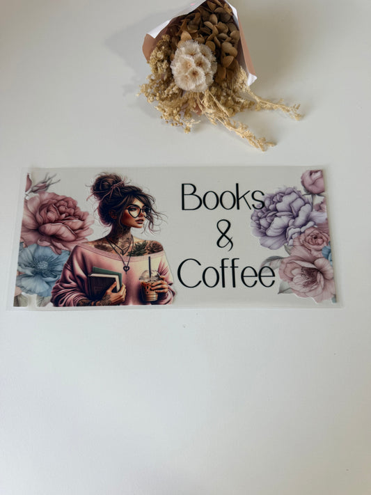 Books and coffee uv dtf wrap