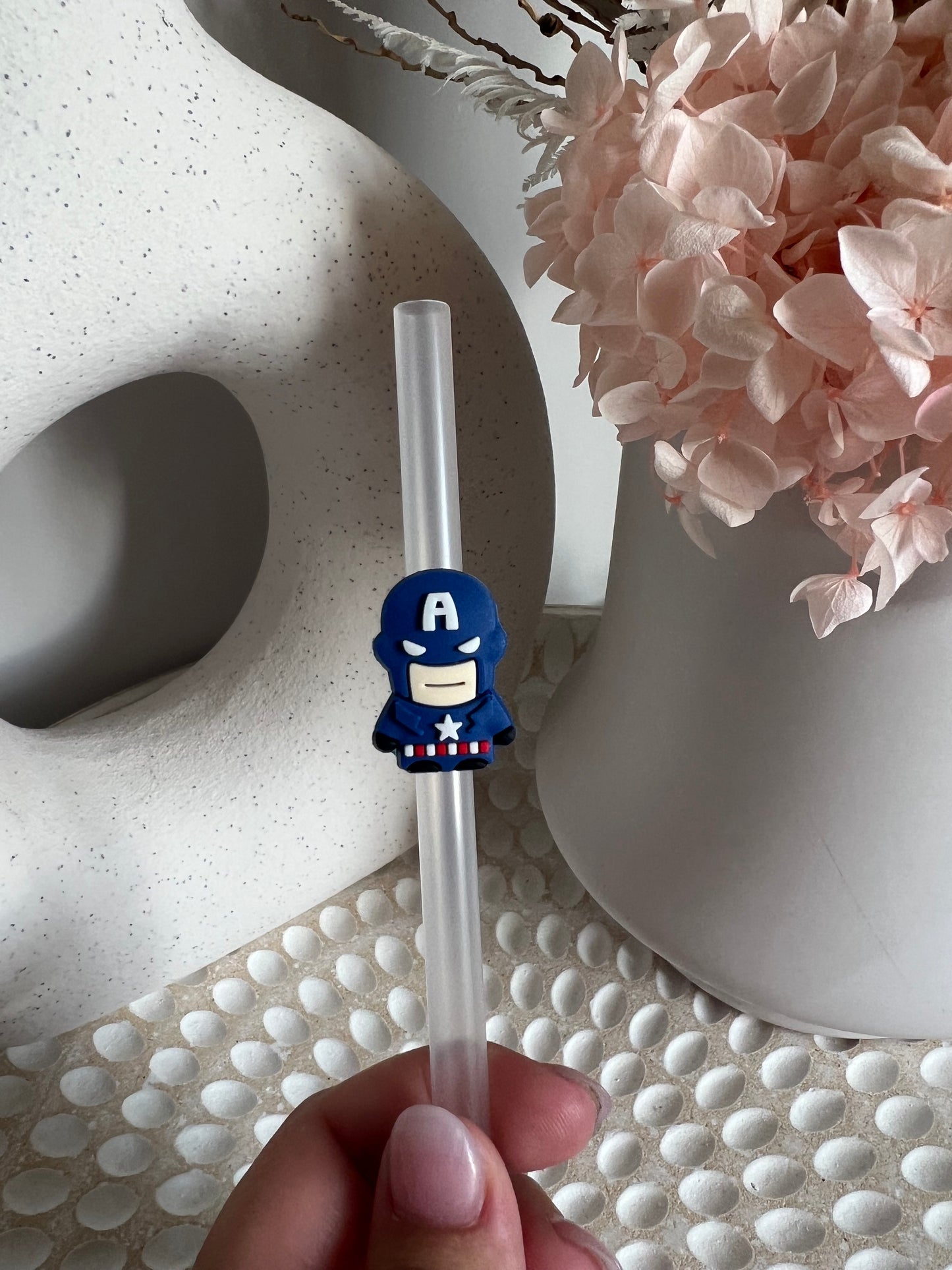 Superheros straw charm