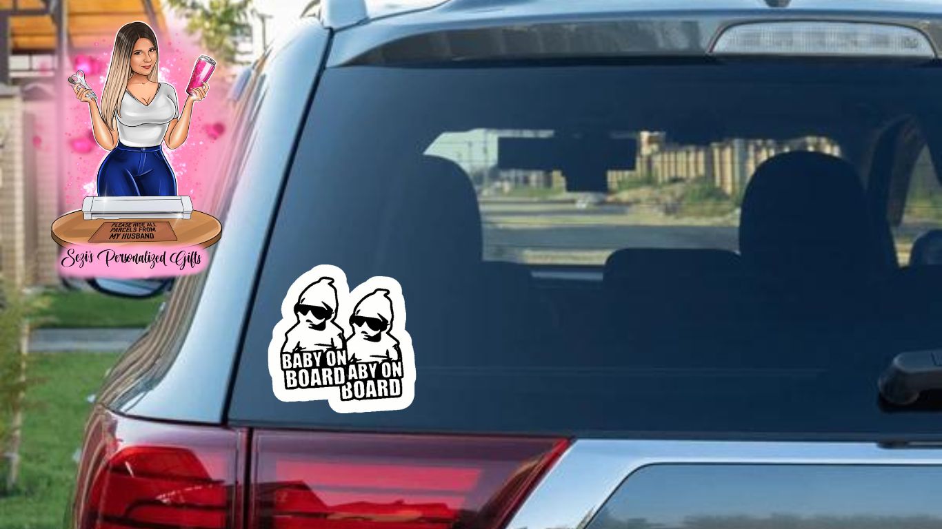 Twin baby on board car decal