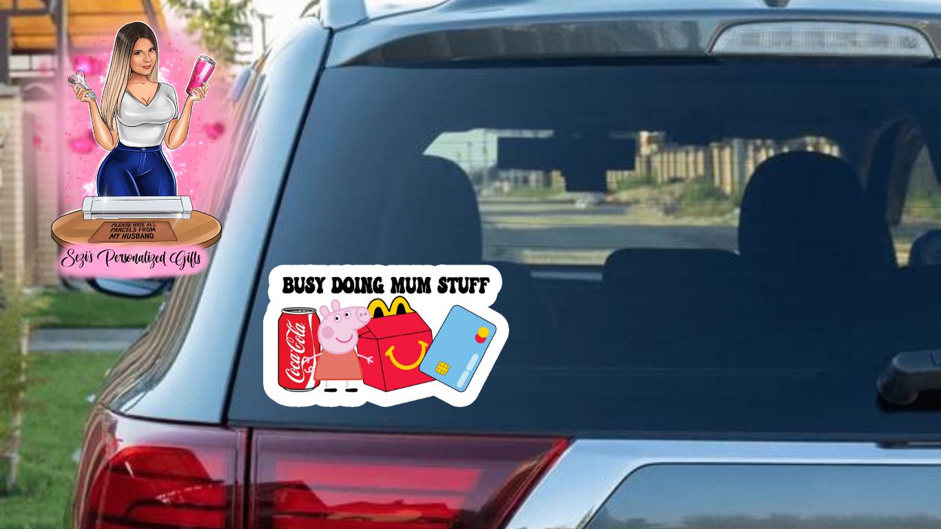 Busy doing mum stuff coke car decal