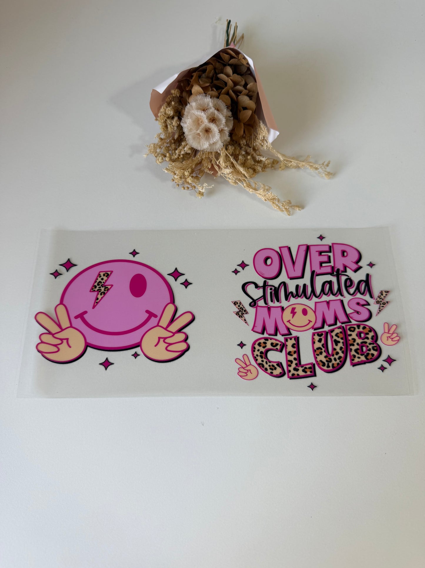 Overstimulated mums club uv dtf wrap