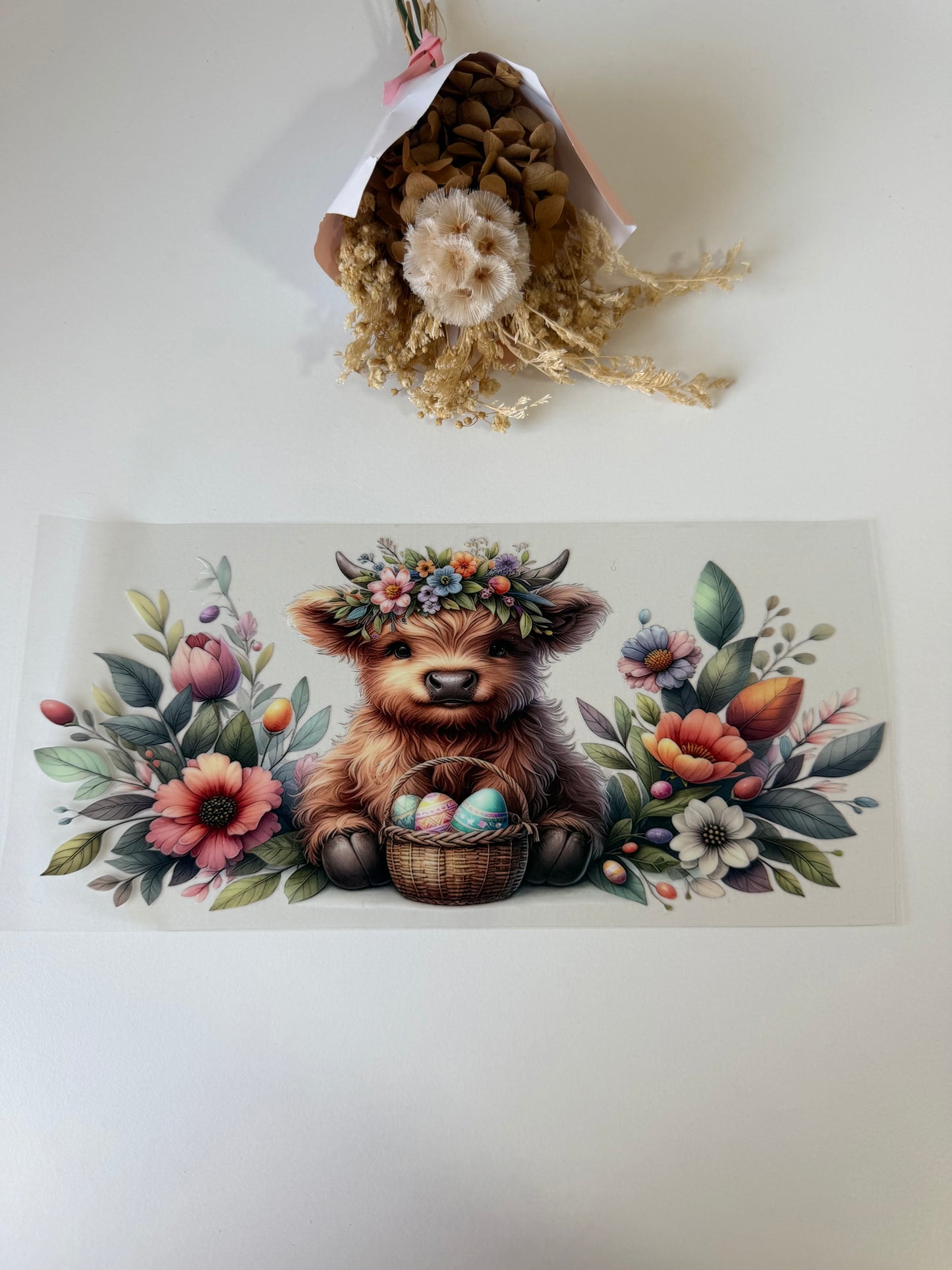 Easter highland cow uv dtf wrap