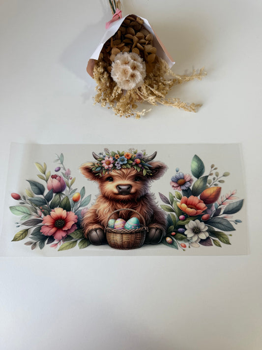 Easter highland cow uv dtf wrap