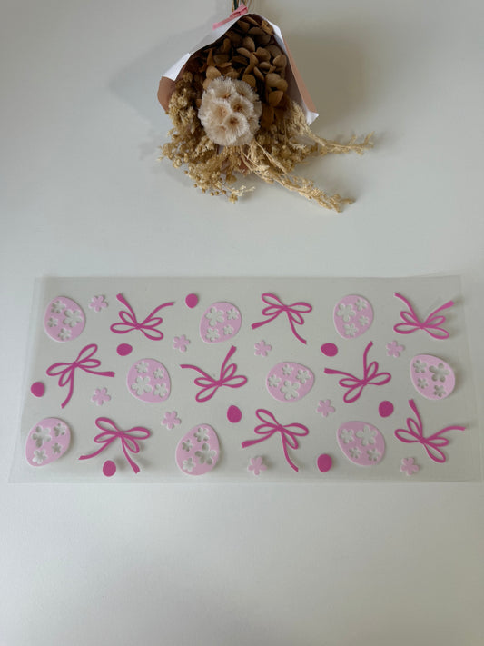 Pink eggs and bows uv dtf wrap