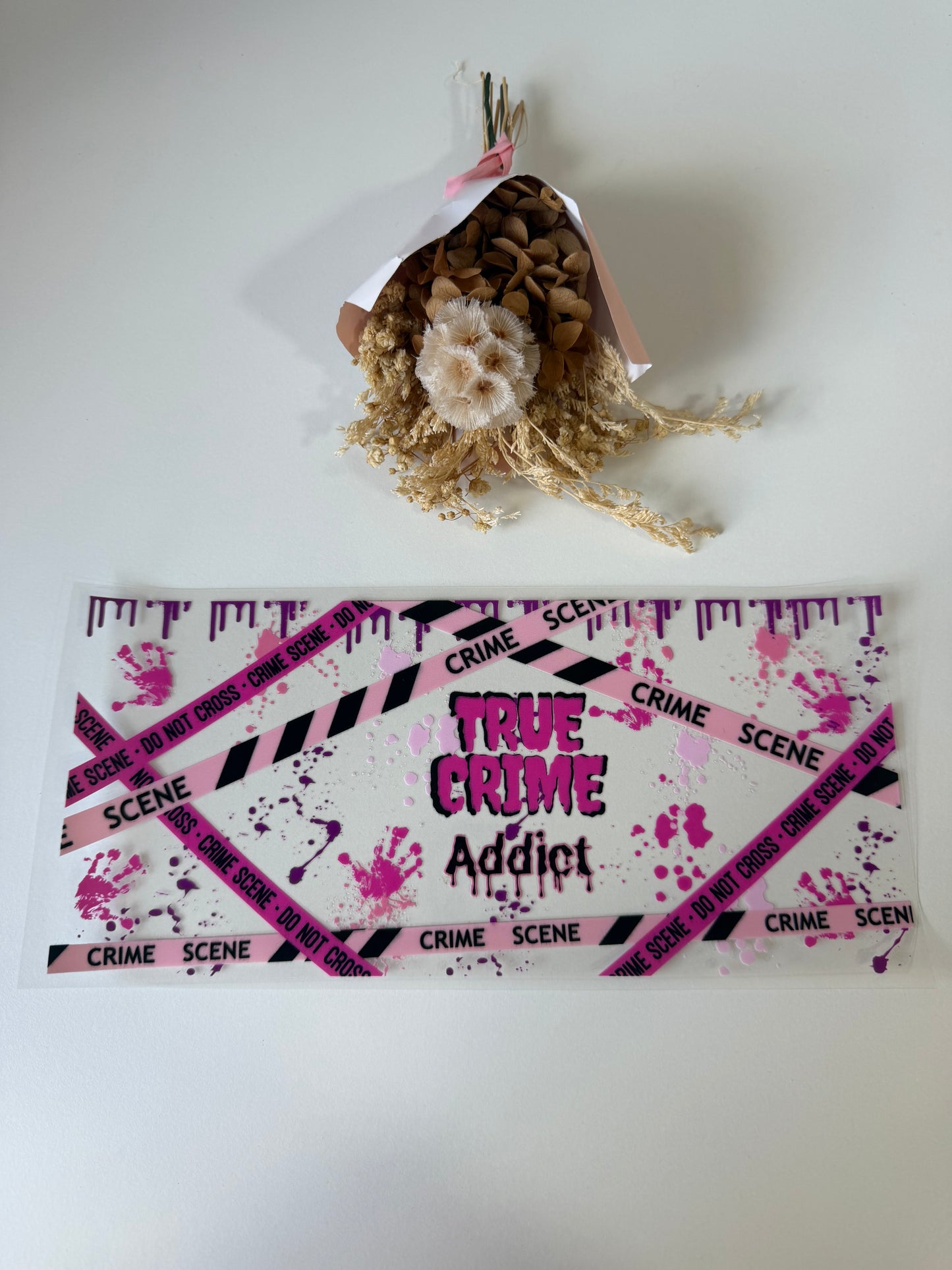 True crime addict uv dtf wrap