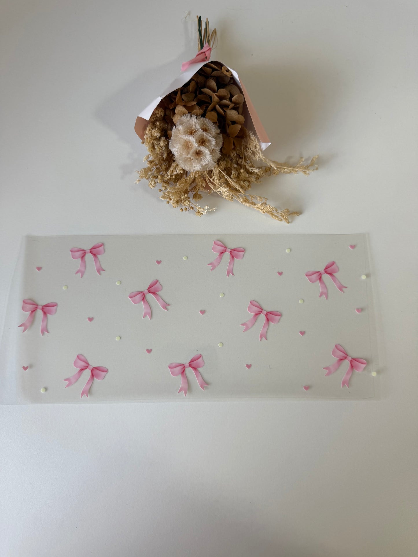 Pink bows uv dtf wrap