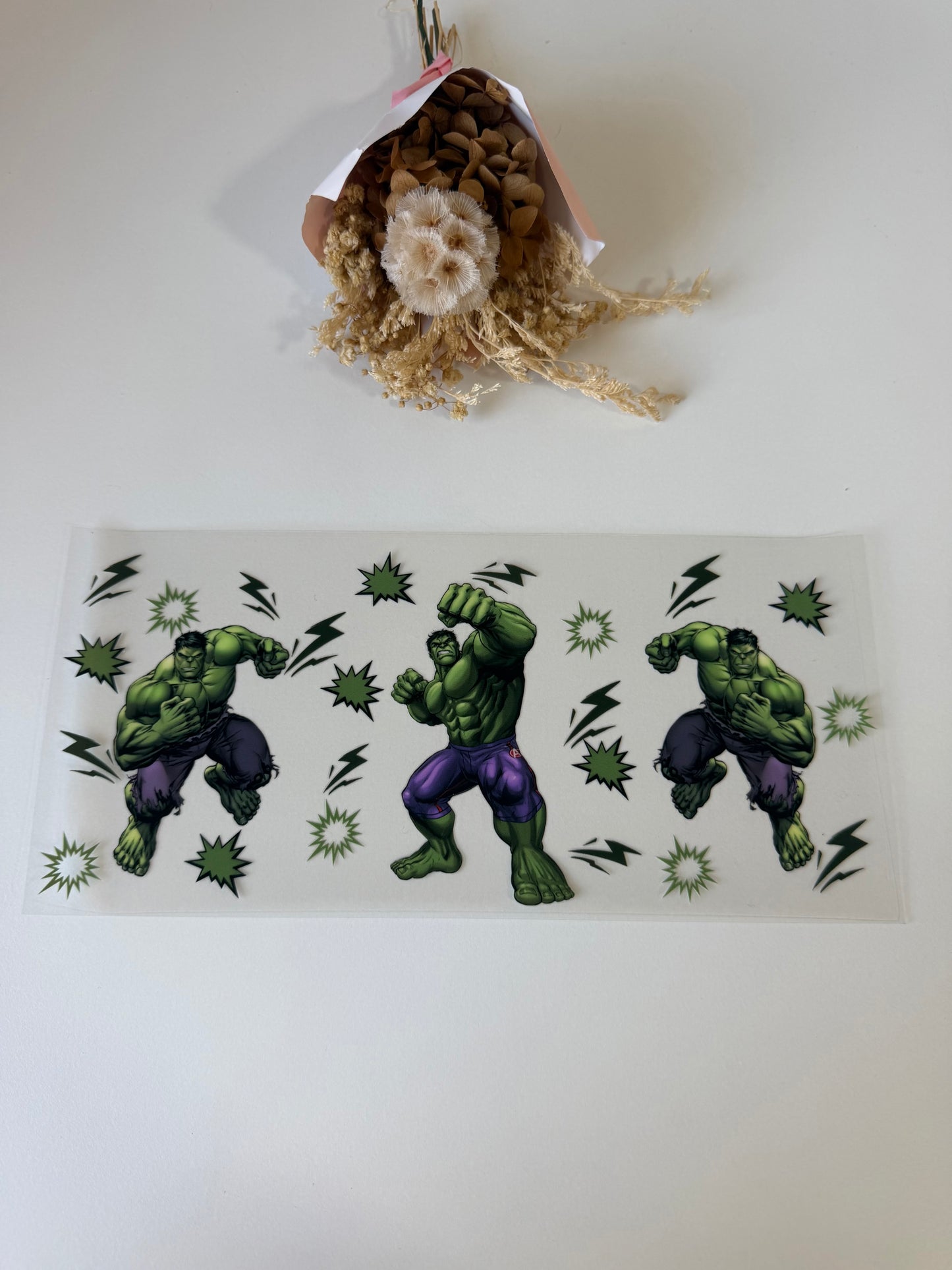 Green superhero uv dtf wrap