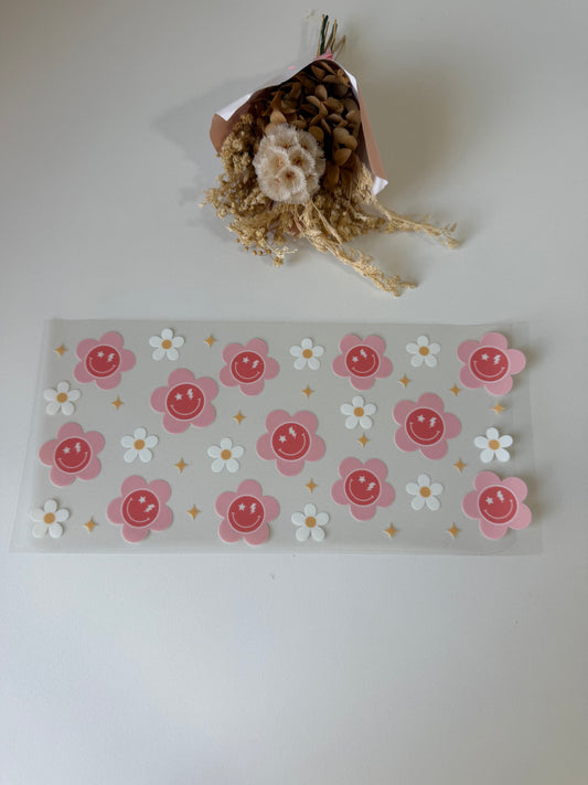 Smiley flowers uv dtf wrap