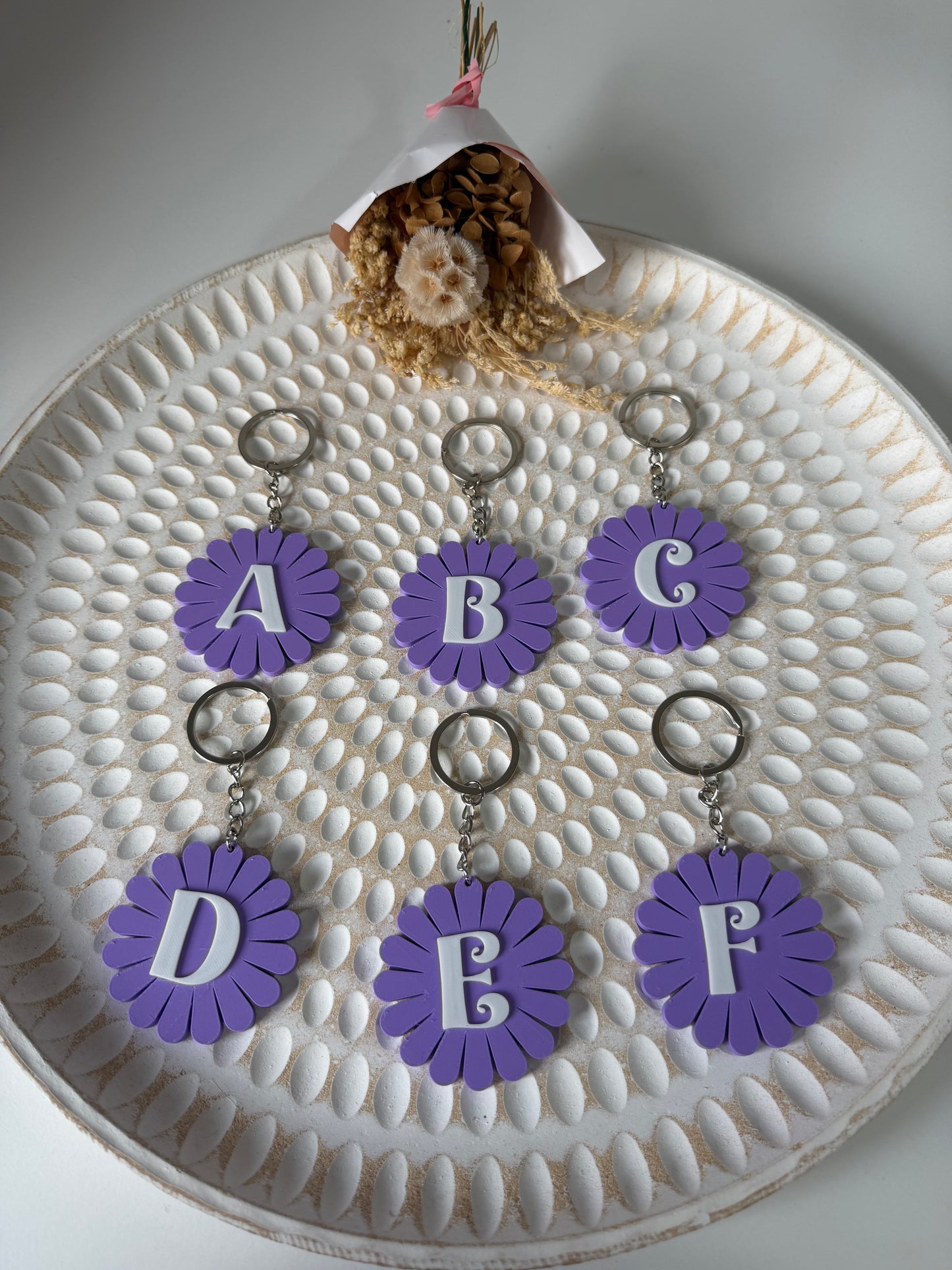 A-Z flower keyrings