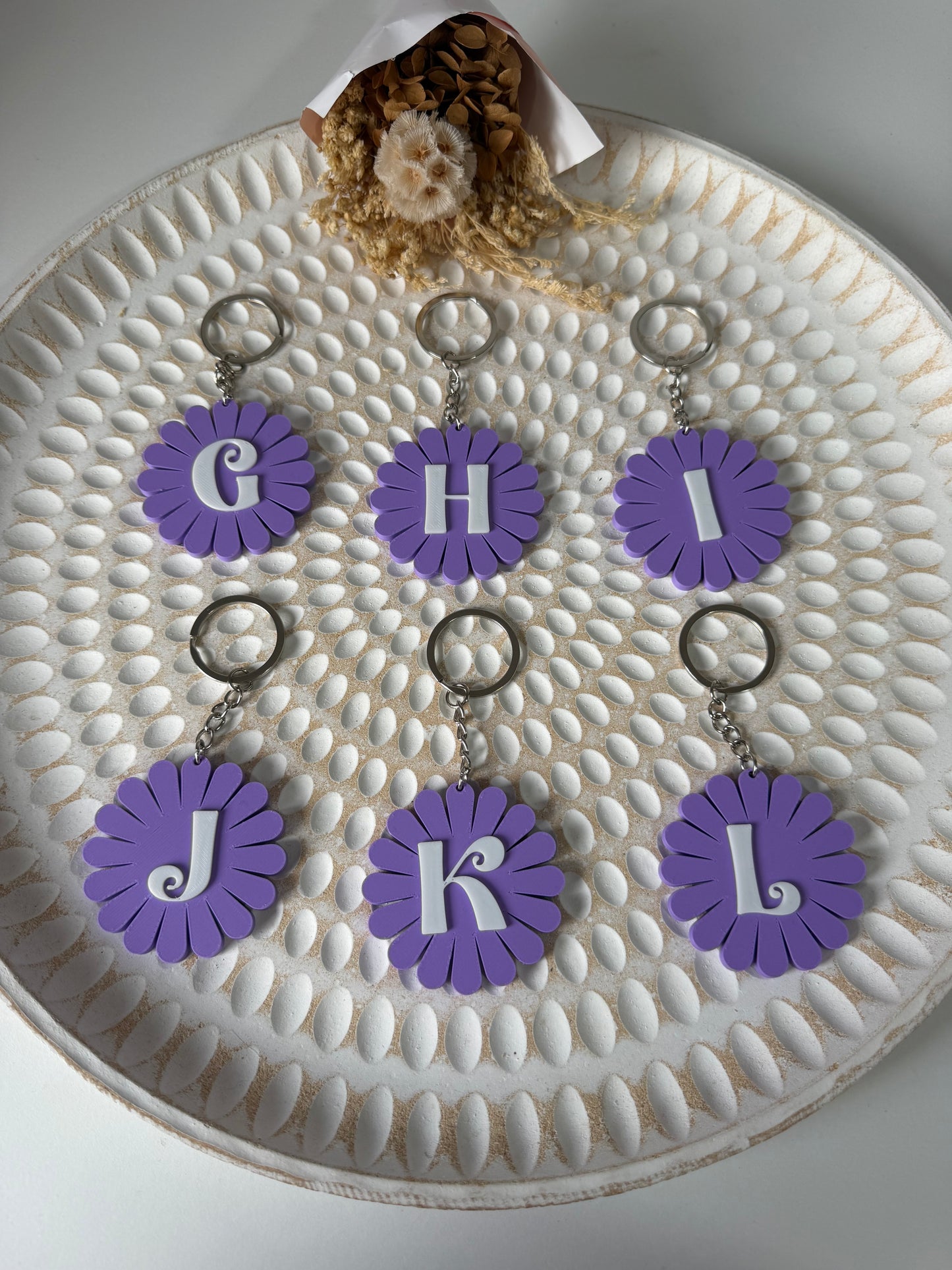 A-Z flower keyrings