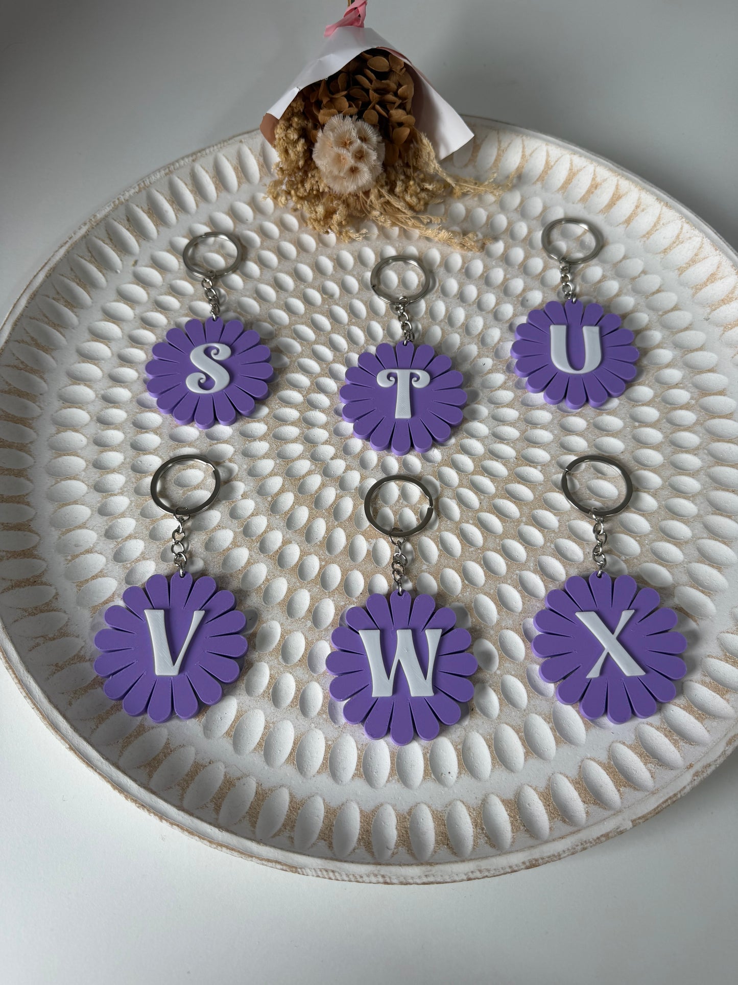 A-Z flower keyrings