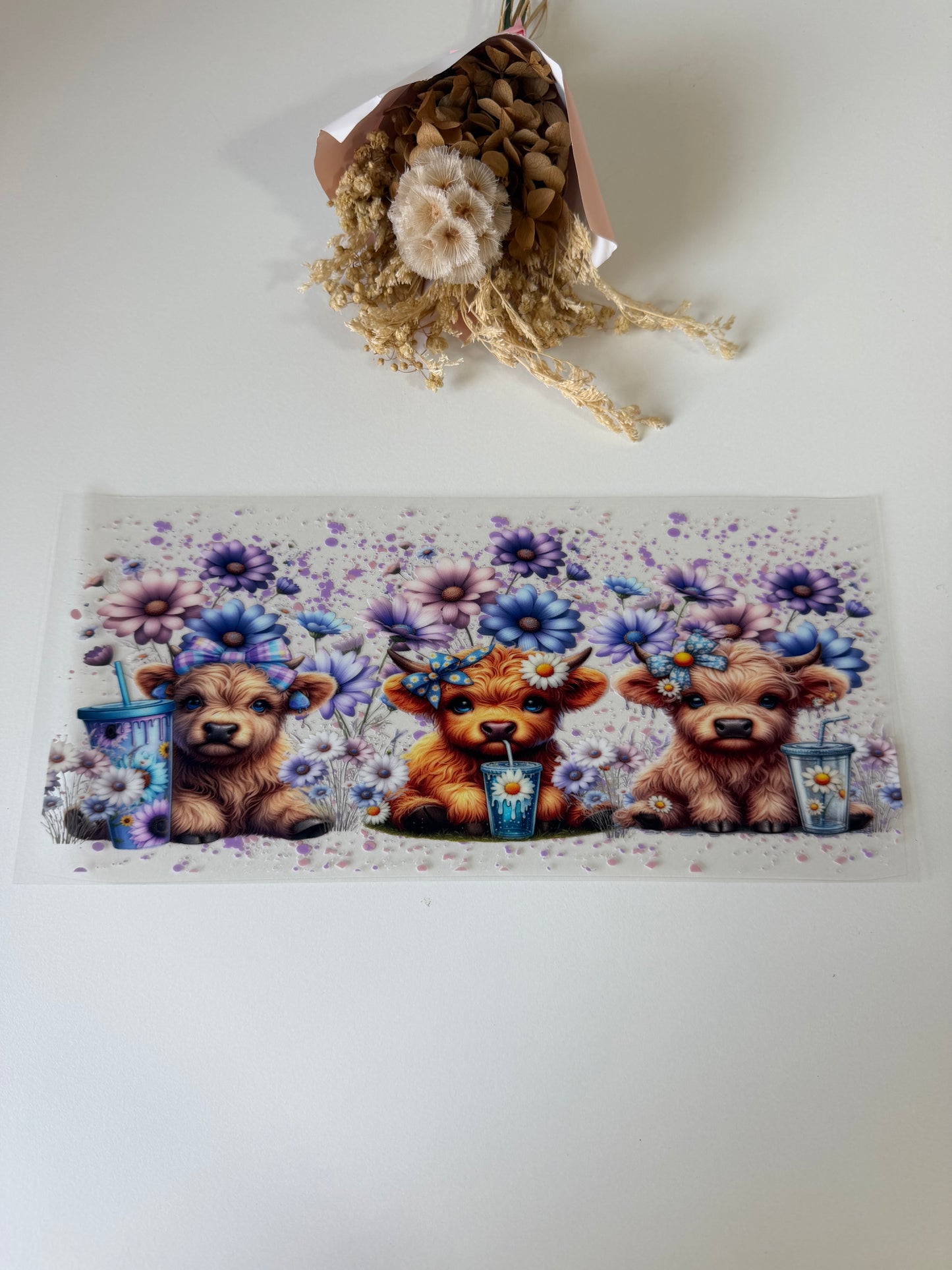Highland cow 3 uv dtf wrap