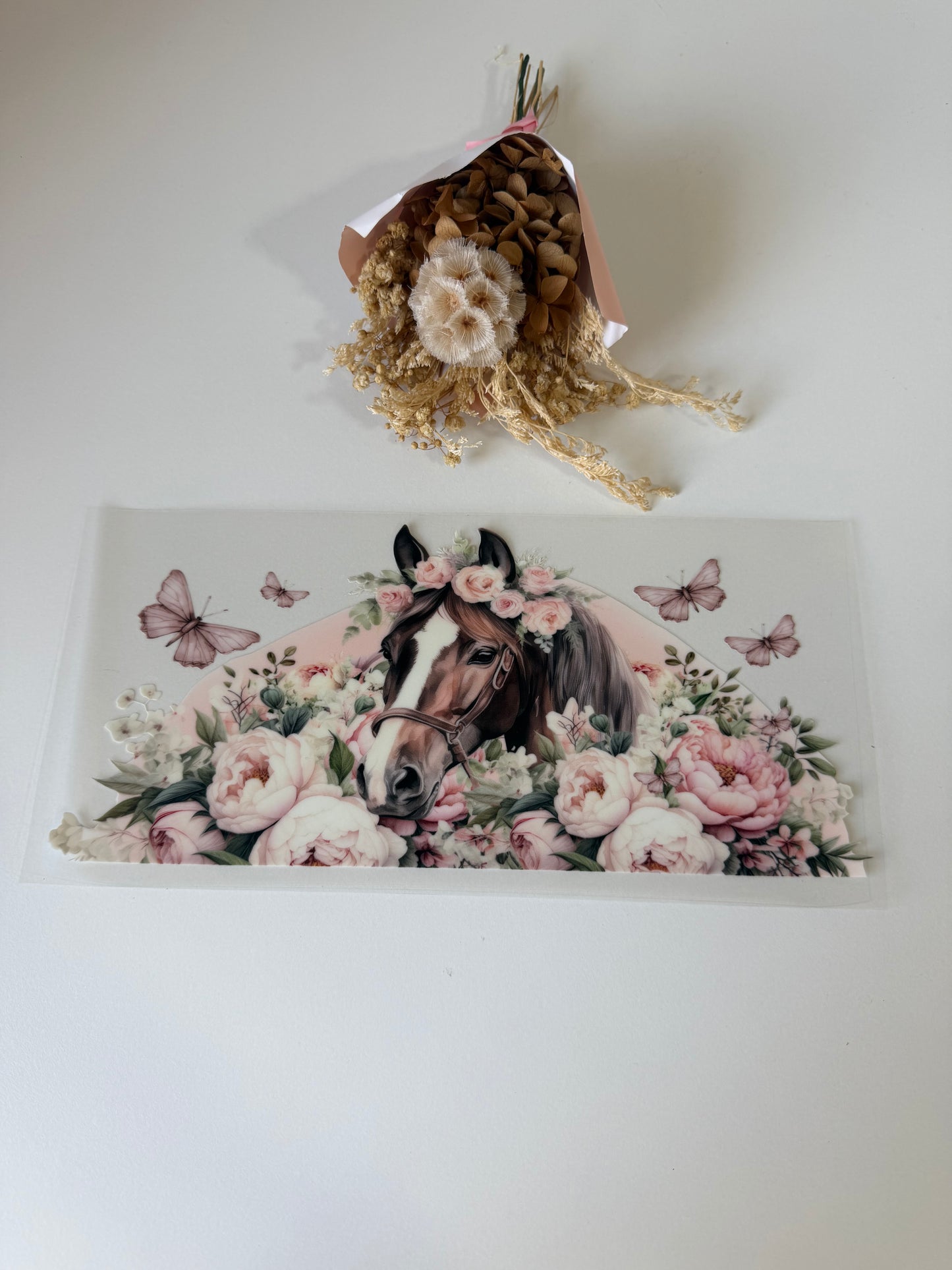 Floral horse butterfly uv dtf wrap