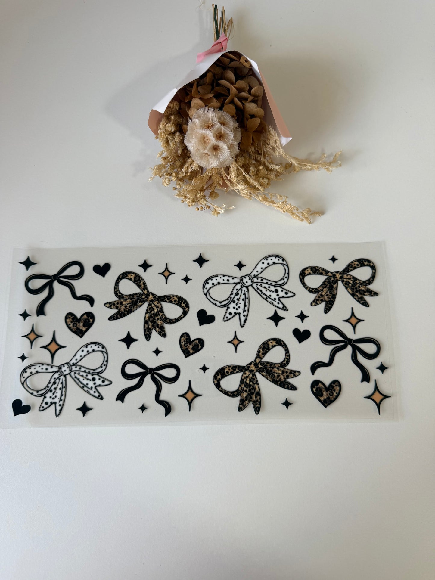 Leopard print bows uv dtf wrap