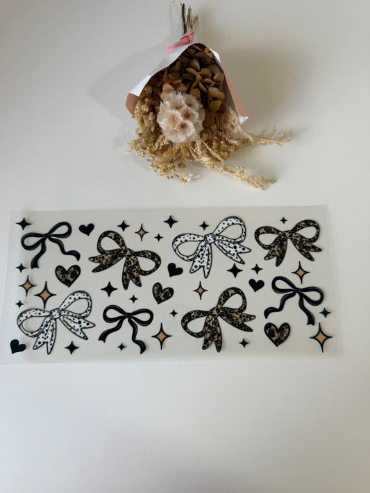 Leopard print bows uv dtf wrap