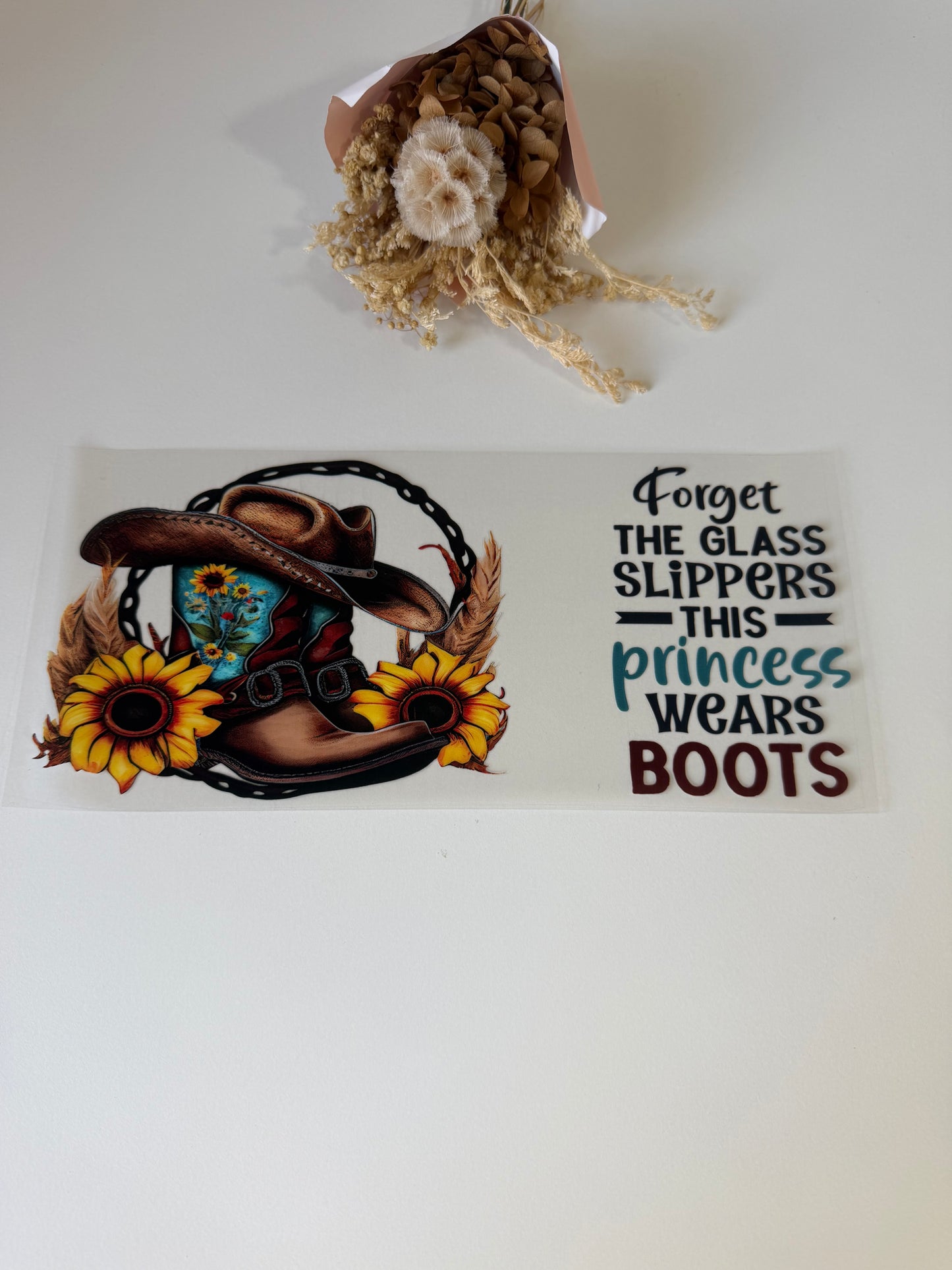 Princess boots uv dtf wrap