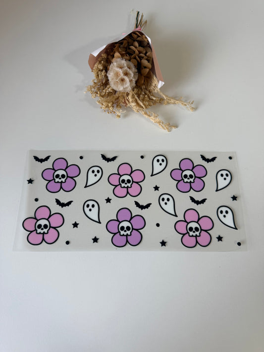 Ghosts skulls flowers uv dtf wrap