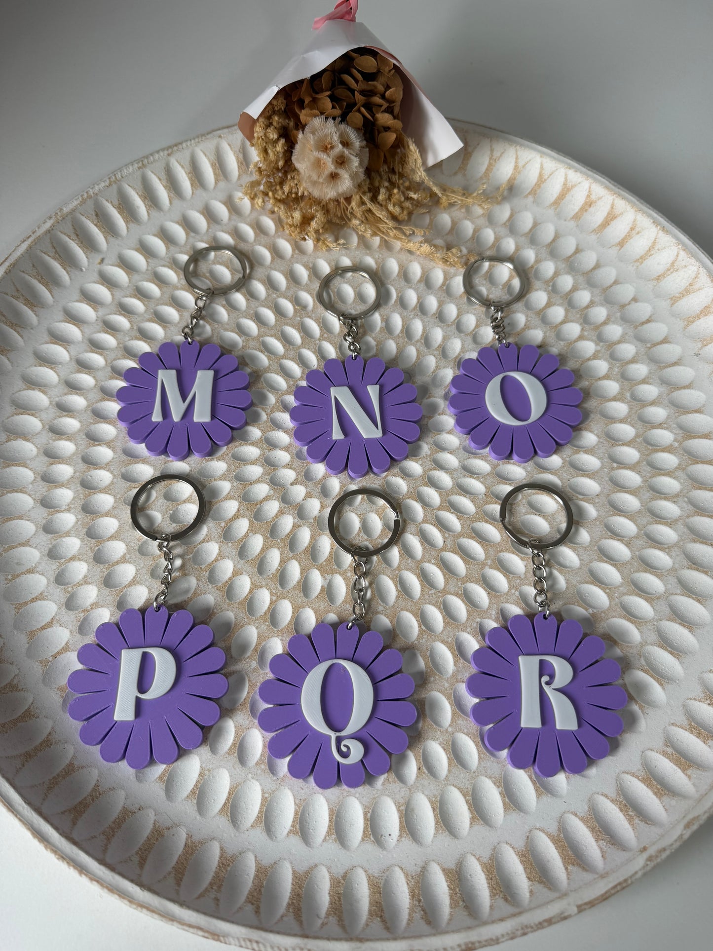 A-Z flower keyrings