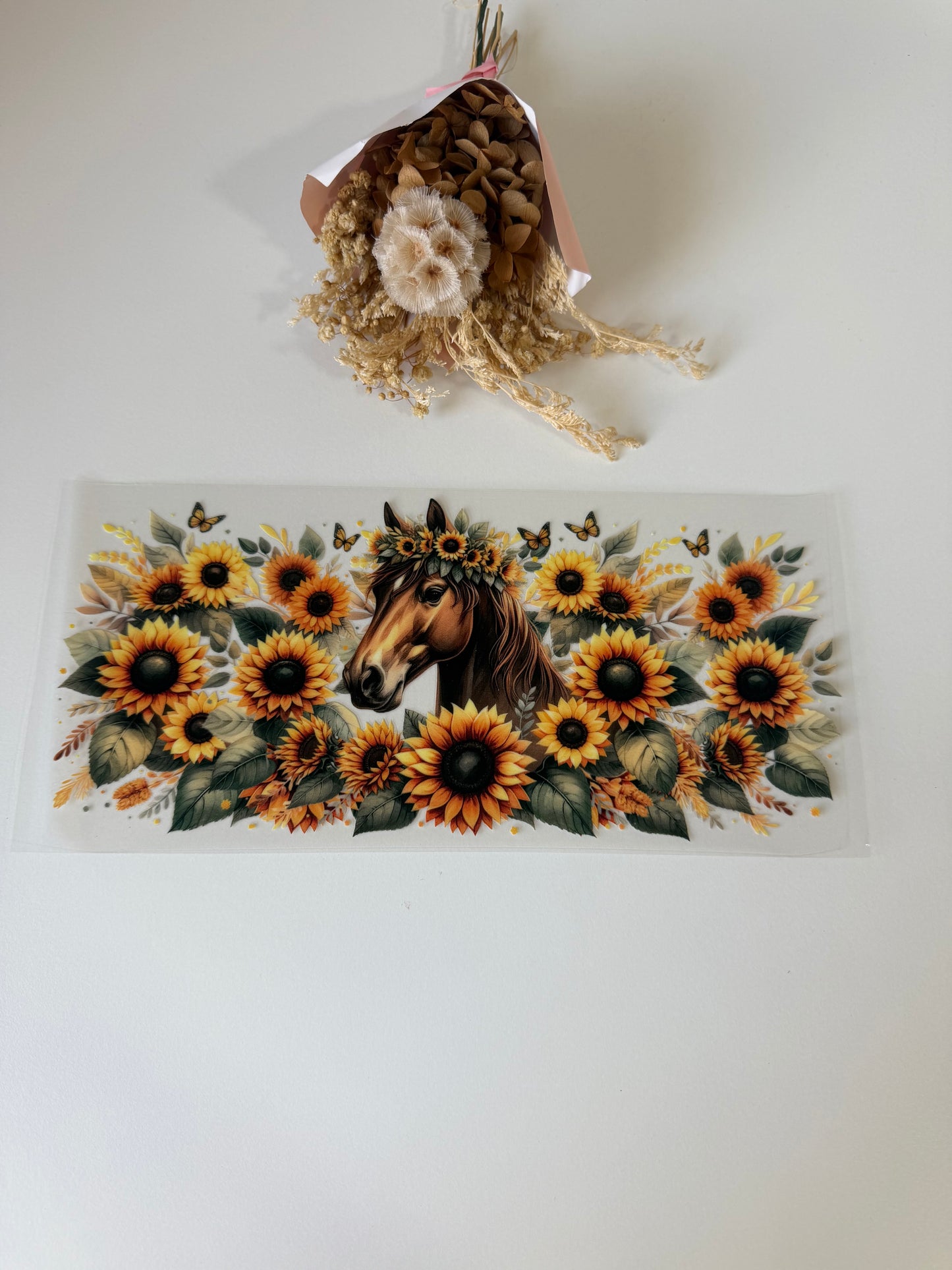 Sunflower horse uv dtf wrap