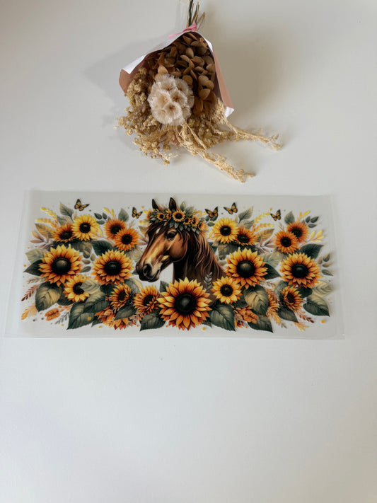 Sunflower horse uv dtf wrap