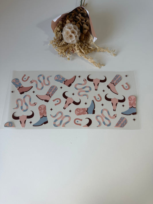 Snakes and cowgirl boots uv dtf wrap