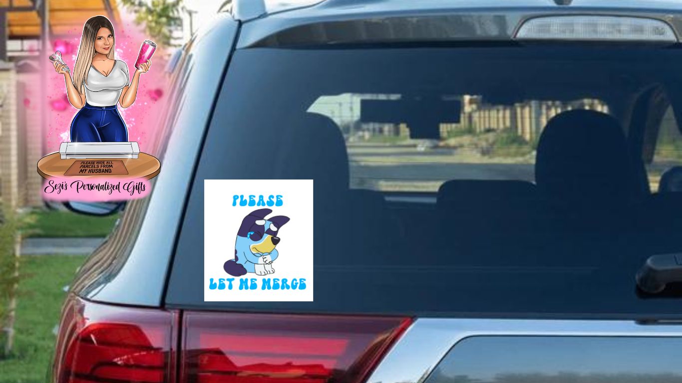 Bluey Please let me merge car decal