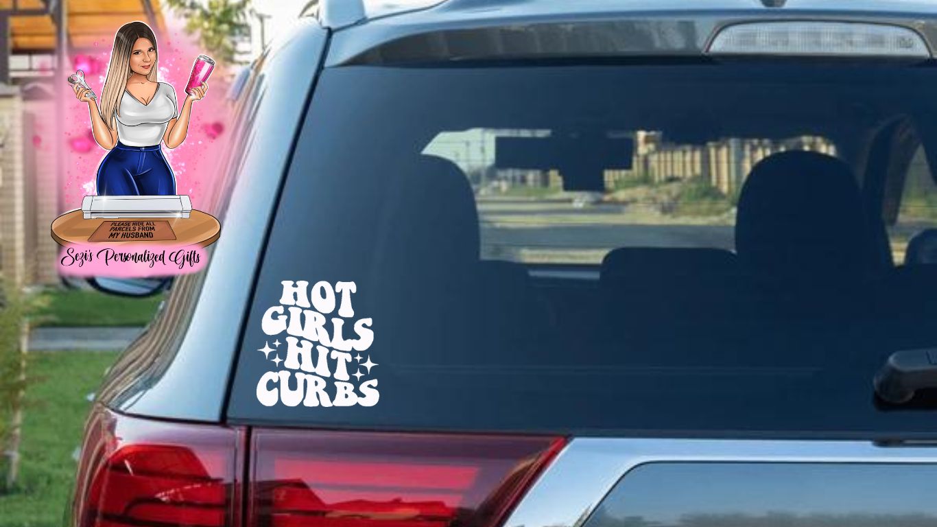 Hot girls hit curbs car decal