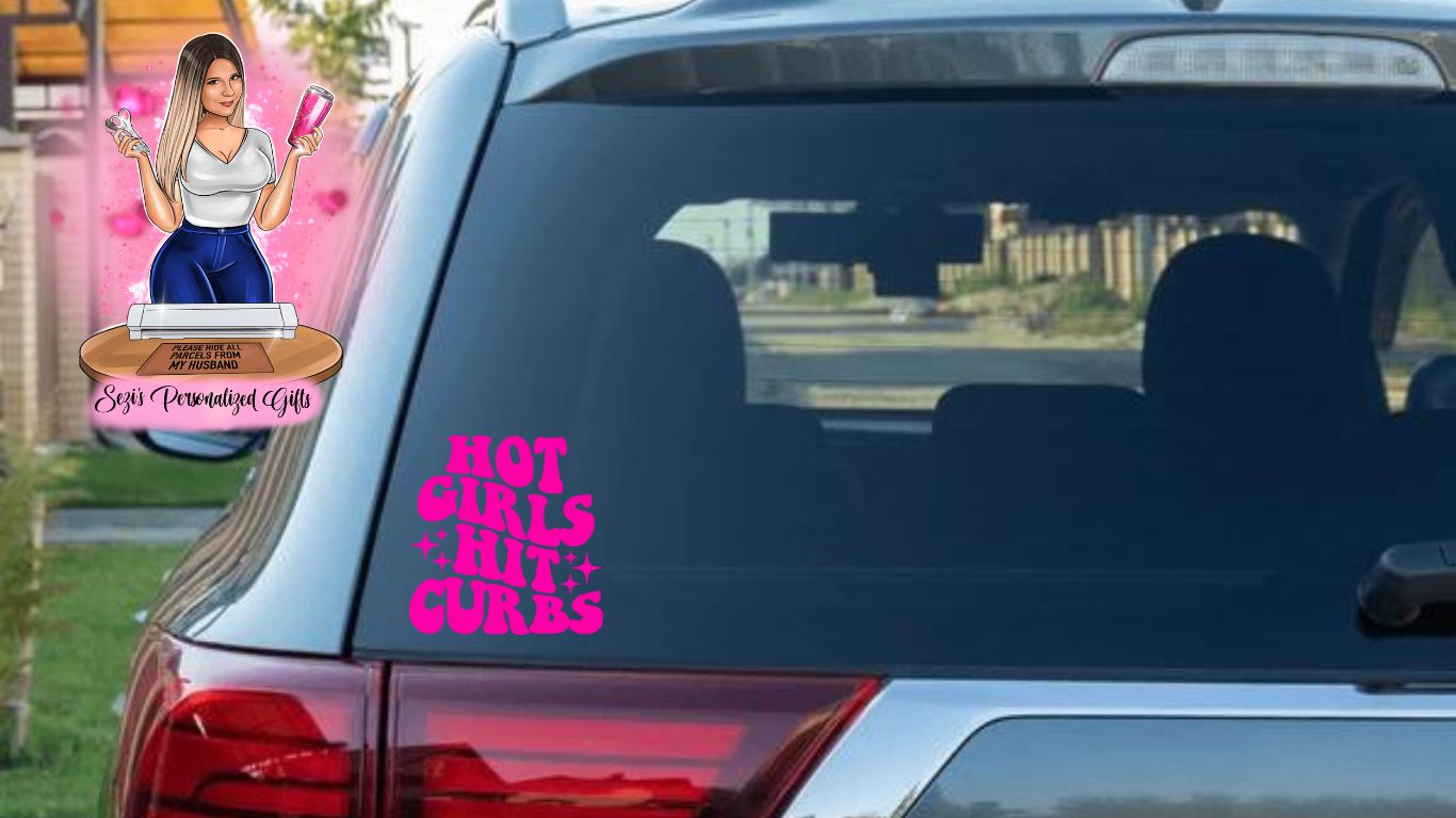 Hot girls hit curbs car decal