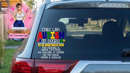 Child with autism car decal