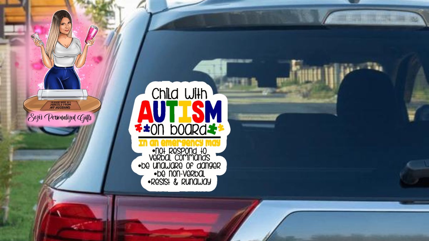 Child with autism car decal